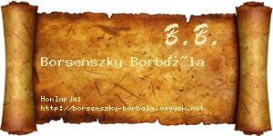 Borsenszky Borbála névjegykártya